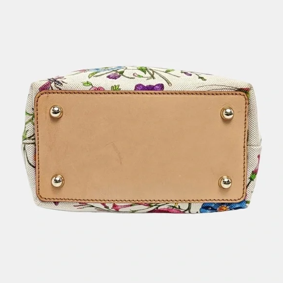 Gucci White Flora Floral Canvas Bamboo
Top Handle Mini Tote Bag - Picture 11 of 12